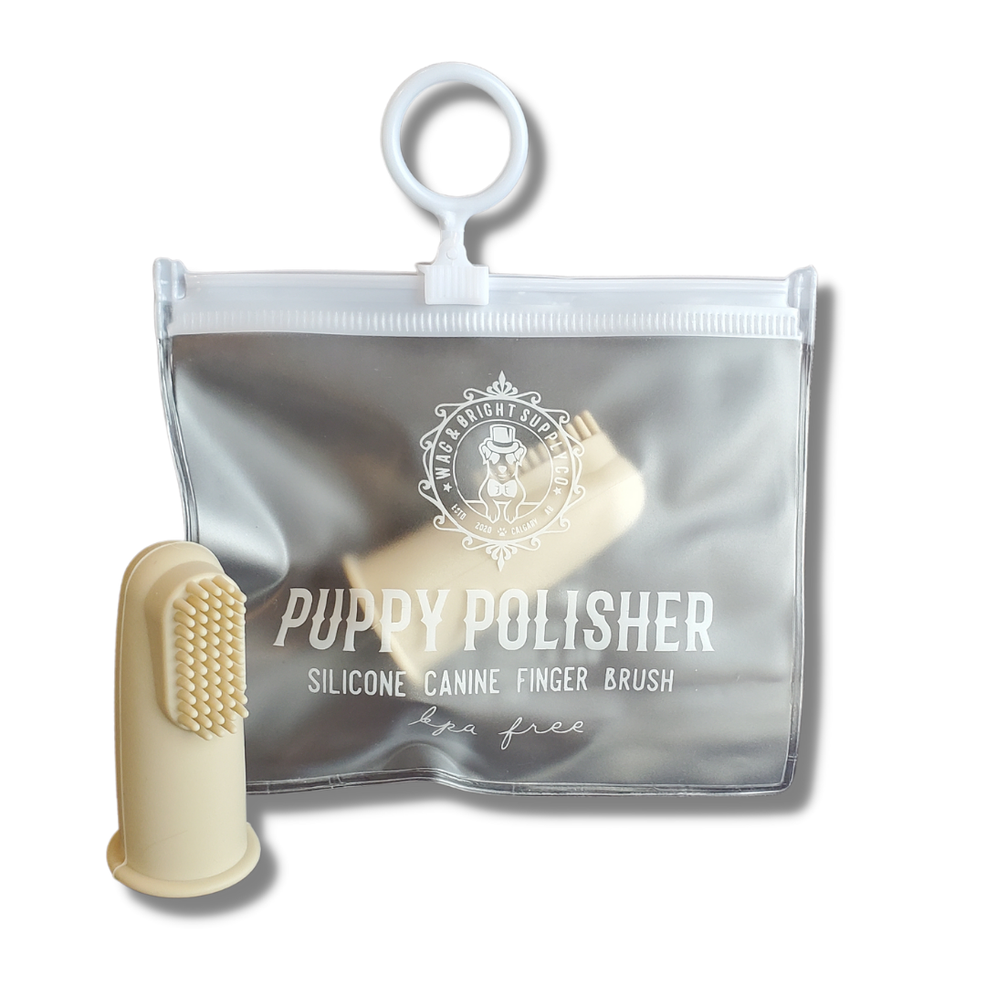 Wag & Bright Supply Co - Puppy Polisher Silicone Finger brush and travel bag for dogs