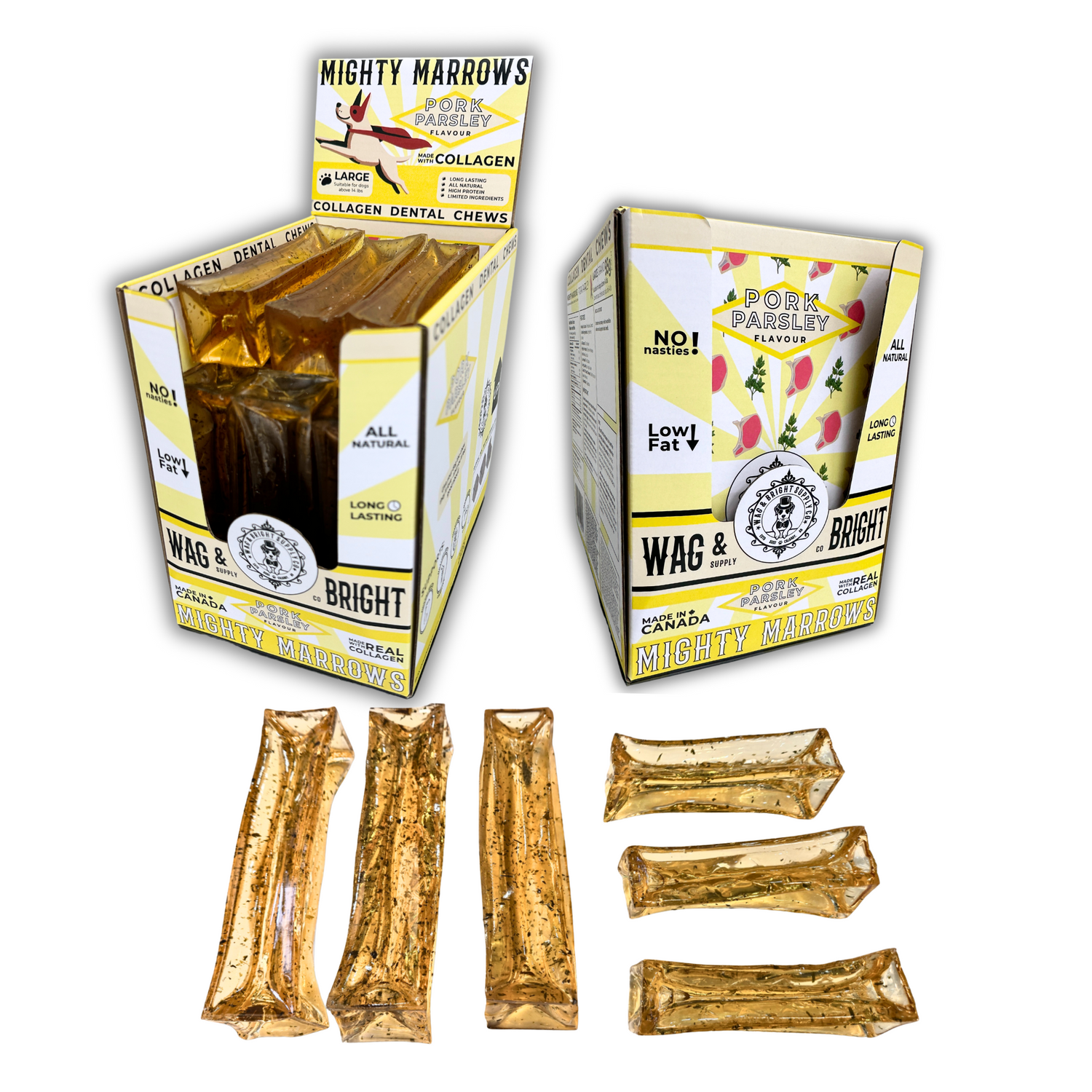 Mighty Marrows Collagen Dental Chews Pork Parsley Large Box