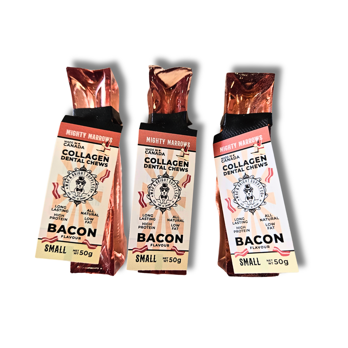 Mighty Marrows Collagen Dental Chews Small Bacon